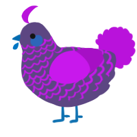 A overcast and amethyst chicken with a lace pattern