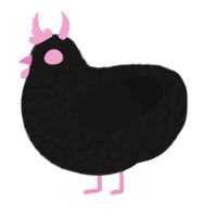 punk rock, a sable and black chicken with a lace pattern