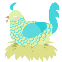 A apple and aqua chicken with a lace pattern