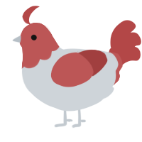 A mist and red chicken with a head pattern