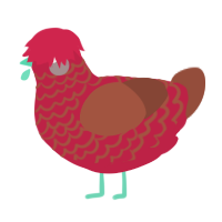 BanBan, a crimson and russet chicken with a lace pattern