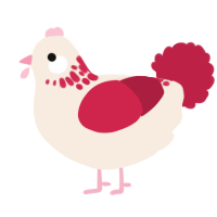 A cream and crimson chicken with a neck-speckle pattern