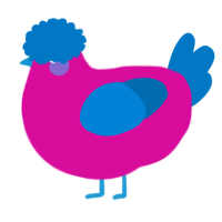 A fuchsia and sapphire chicken