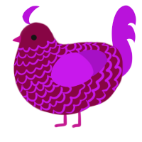 A maroon and amethyst chicken with a lace pattern