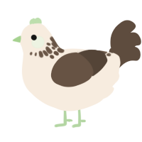 A cream and bark chicken with a neck-speckle pattern