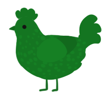 A leaf chicken with a speckle pattern