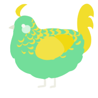 A spring and yellow chicken with a half-lace pattern