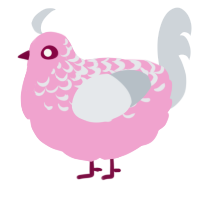 A pink and mist chicken with a half-lace pattern