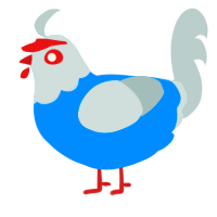 A sapphire and silver chicken with a head pattern