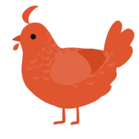 A vermilion chicken with a half-lace pattern
