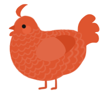 A vermilion chicken with a lace pattern