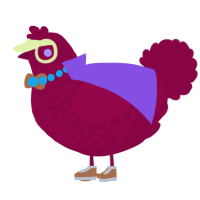 A maroon chicken with a lace pattern