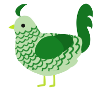 Sprite, a gluppy and leaf chicken with a lace pattern