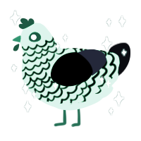 A maroon and white chicken with a lace pattern
