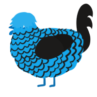 A sky and sable chicken with a lace pattern