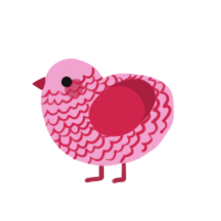 A pink and crimson chicken with a lace pattern