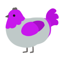 A silver and amethyst chicken with a head pattern