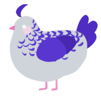 A mist and indigo chicken with a half-lace pattern
