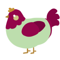 A gluppy and maroon chicken with a head pattern