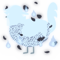 A grey and white chicken with a double-lace pattern