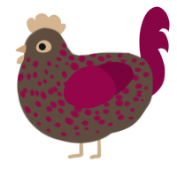 A bark and maroon chicken with a speckle pattern