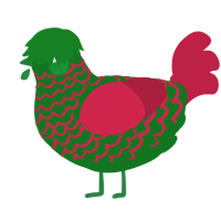 A leaf and crimson chicken with a lace pattern