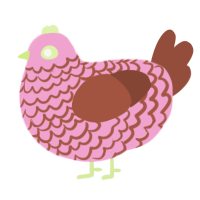 Matchaberry Pocky, a pink and russet chicken with a lace pattern