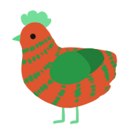 carrot, a vermilion and viridian chicken with a bar pattern