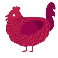 A crimson and maroon chicken with a lace pattern