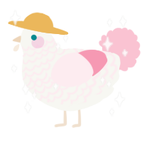 A white and rose chicken with a lace pattern