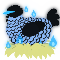 A silver and black chicken with a lace pattern