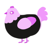A sable and lavender chicken with a head pattern