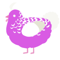A orchid and white chicken with a half-lace pattern
