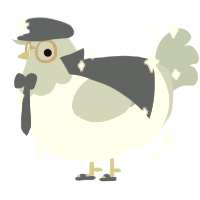 A white and aqua chicken with a head pattern