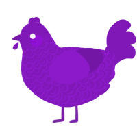 A violet chicken with a double-lace pattern