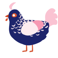A navy and rose chicken with a half-lace pattern