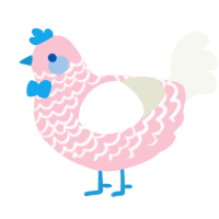 A rose and white chicken with a lace pattern