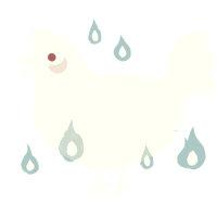 A white chicken with a speckle pattern