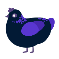 A tumblr and indigo chicken with a neck-speckle pattern