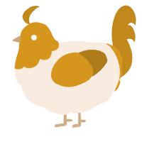A cream and ochre chicken with a head pattern