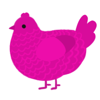 A fuchsia chicken with a lace pattern