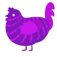 A violet and amethyst chicken with a bar pattern