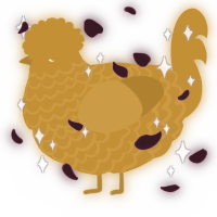 A gold chicken with a lace pattern