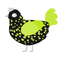 A sable and lime chicken with a speckle pattern