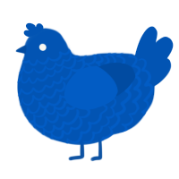 A ultramarine chicken with a lace pattern