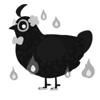 A black and sable chicken with a speckle pattern