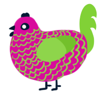 Dragon, a fuchsia and grass chicken with a lace pattern