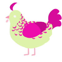 A apple and fuchsia chicken with a half-lace pattern