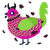 A fuchsia and grass chicken with a lace pattern