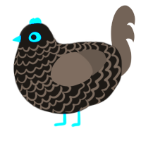 Tabbie, a sable and grey chicken with a lace pattern